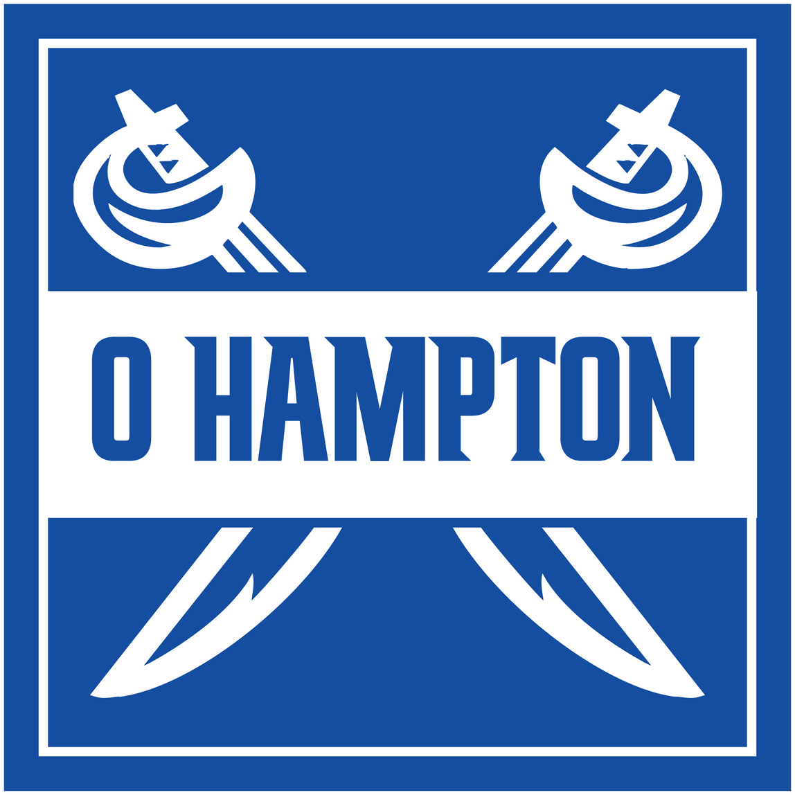 Membership logo with 'O Hampton' text and white symbols on a blue background