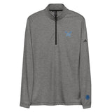 The front of the Adidas grey quarter zip on a white background