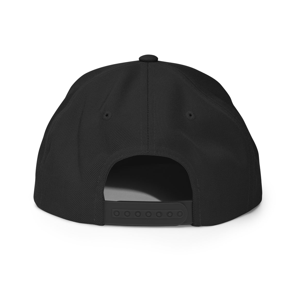 Rear view of the black classic snapback hat with 68 Oak logo.
