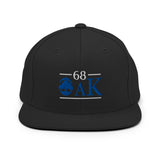Black classic snapback hat with 68 Oak logo.