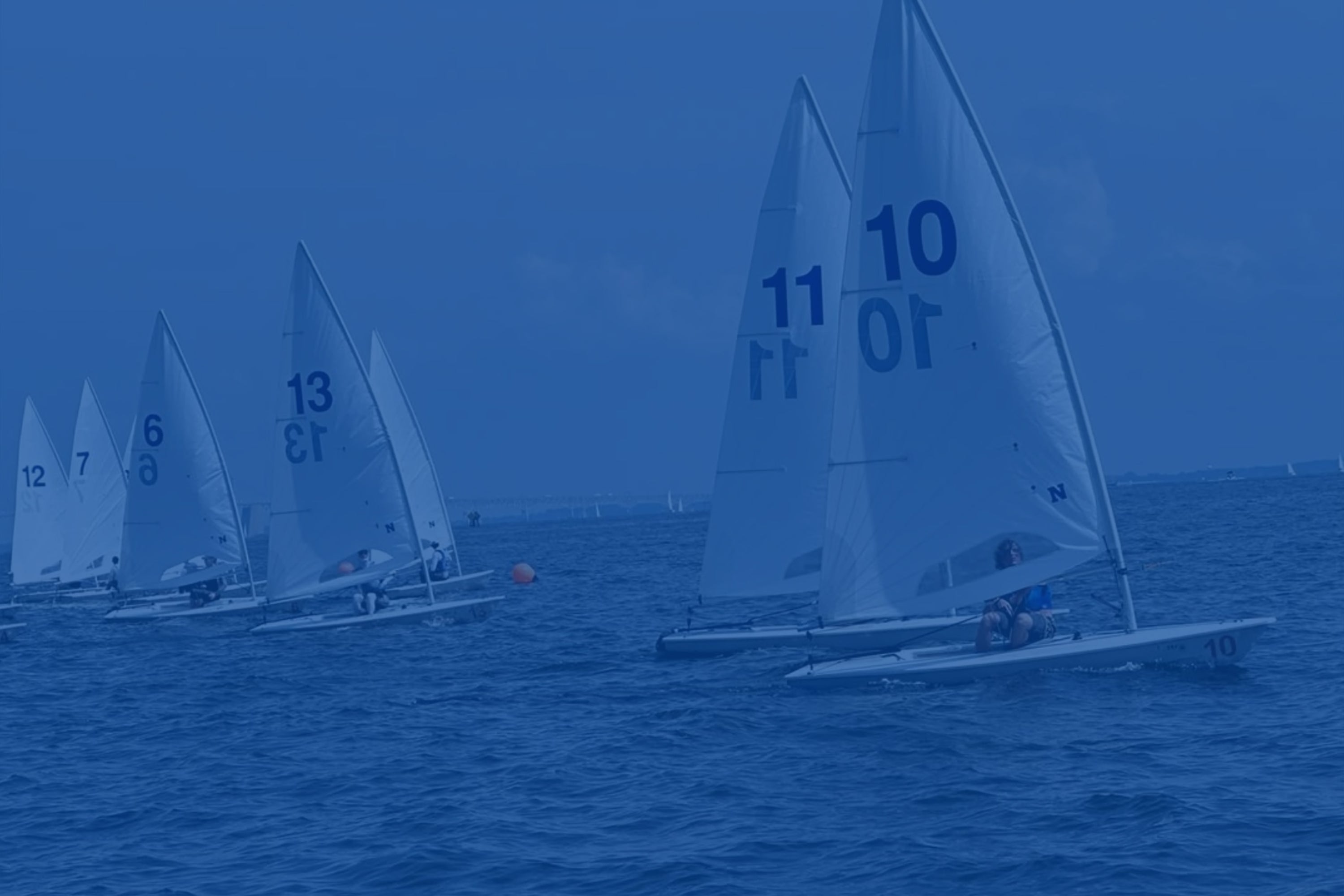 Sailing race with multiple sailboats on a body of water
