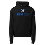 Black hoodie with 'Rising Tide' text and logo on a white background