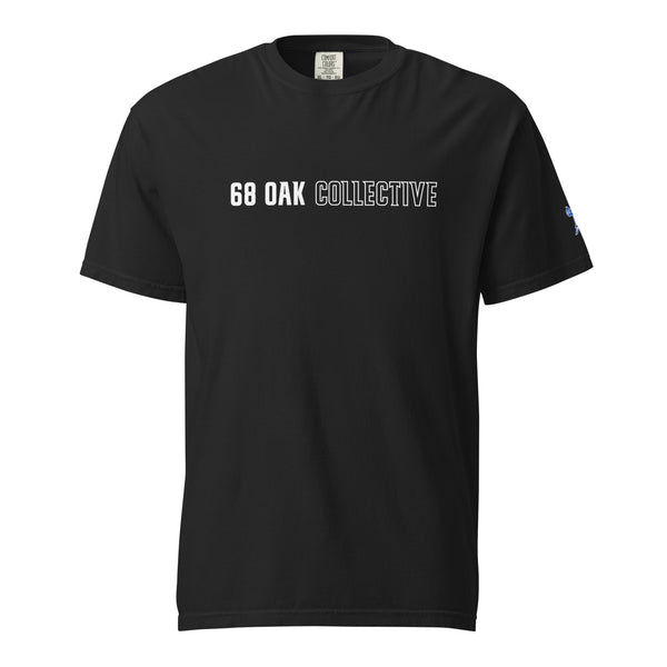 Black t-shirt with '68 Oak Collective' text on a white background